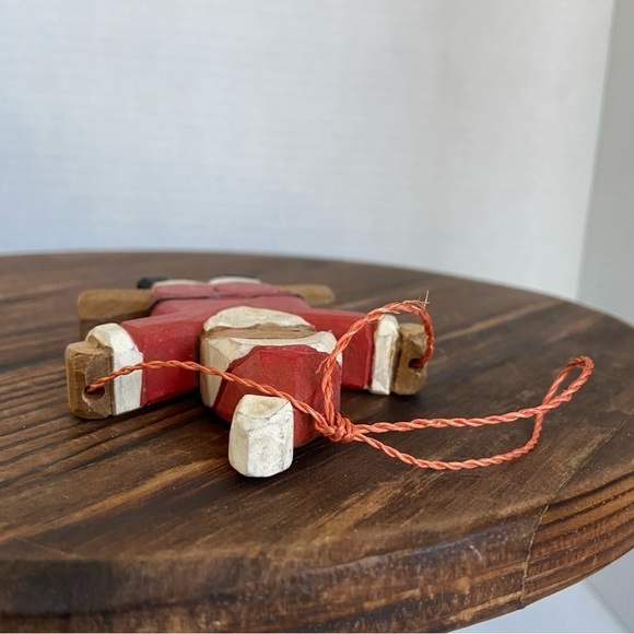 Vintage Wooden Folk Art Santa Claus Christmas Ornament Santa on a Swing - Picture 3 of 7